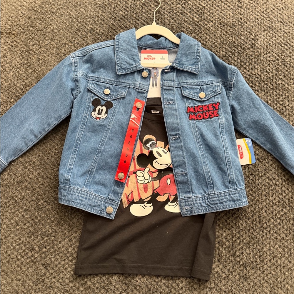 Disney jeans jacket and tshirt set sz 6t
